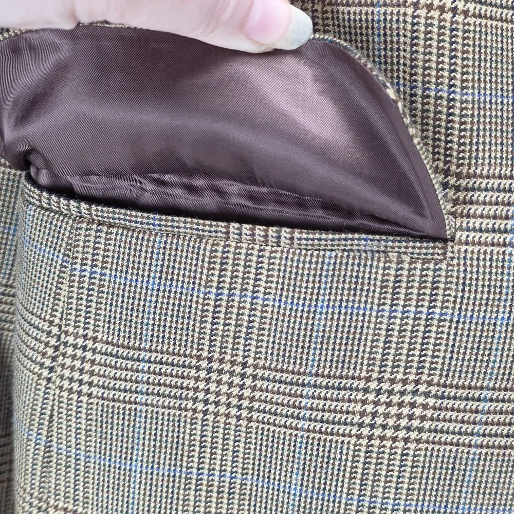 Brooks Brothers Madison 1818 Blazer Yorkshire Tweed Wool Men Sz 42L Glen Plaid